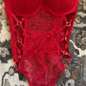 Victoria's Secret Red Lace Bodysuit